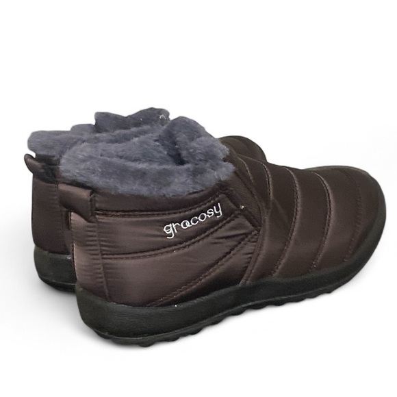 GRACOSY Warm Snow Ankle Boots Women's Size US 6 (China 37) Deep Brown WinterNWOT - Picture 8 of 13